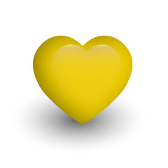 Gold heart with glossy effect. A symbol of love and St Valentines Day. 3D vector illustration