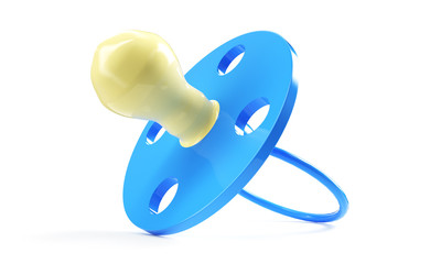 Blue baby dummy 3D render illustration isolated on white background