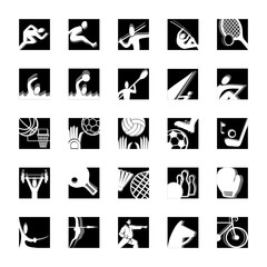 sport icon set black and white