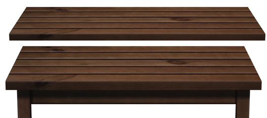 wooden table top and shelf isolated on white