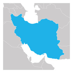 Map of Iran green highlighted with neighbor countries