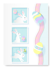 Easter egg and Bunny hunt party Flyer Illustration poster design. Vector illustration