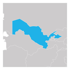 Fototapeta premium Map of Uzbekistan green highlighted with neighbor countries