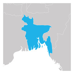 Map of Bangladesh green highlighted with neighbor countries