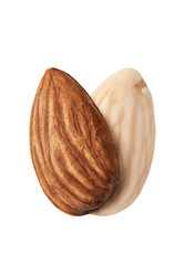Two almonds isolated on white
