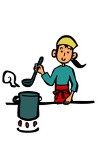 ご飯を作る女性