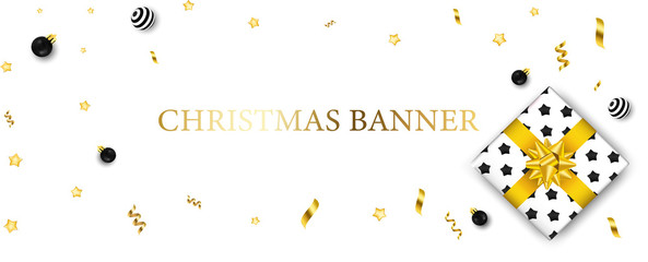 Christmas coupon design. Wood invintation card with Christmas tree and Gift Box. Amazing winter banner beautiful design for gift card.