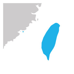 Map of Taiwan green highlighted with neighbor countries