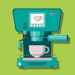prepare coffee machine for make coffee by barista vector illustration.