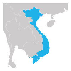 Map of Vietnam green highlighted with neighbor countries