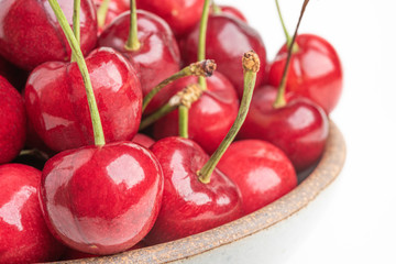 Macro Shot Of Fresh Cherries In Bowl