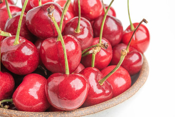 Macro Shot Of Fresh Cherries In Bowl