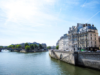 Obraz premium Beautiful view of cityscape near Notre Dame Cathedral in Paris, France.