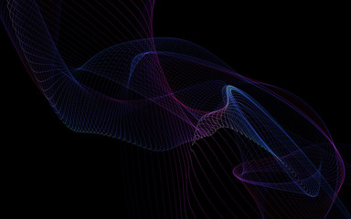 Naklejka premium Dark abstract background with a glowing abstract waves