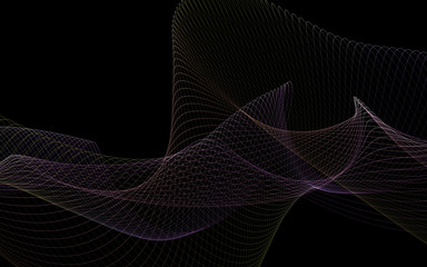 Dark abstract background with a glowing abstract waves