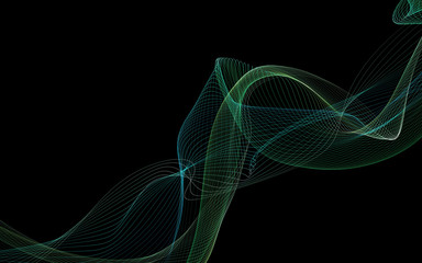 Dark abstract background with a glowing abstract waves