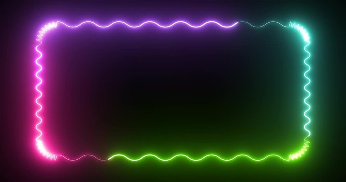 Three popular colors bright glowing neon abstract rectangle seamless background.
