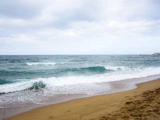 Beautiful view of a beach in Barcelona, Spain.