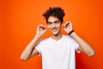 young man with headphones listening to music