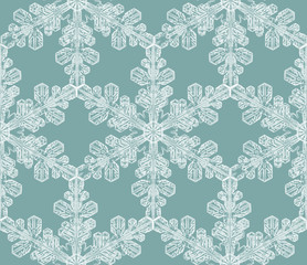 Lacy Snowflake Kaleidoscope Pattern. Seamless Decor for Background, Textile, Wrapping Paper, and Wallpaper.