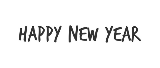 Happy new year text sign. Typographic design for greeting card.