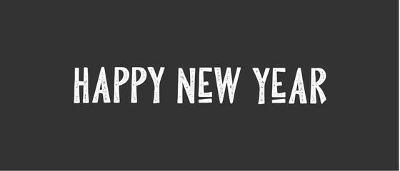 Happy new year text sign. Typographic design for greeting card.