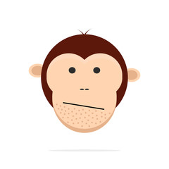 Cartoon cute monkey face, isolated on white background flat icon stock vector illustration.