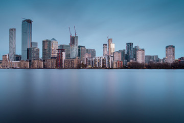 Skyline of Canary Wharf District, the Financial District in London, With New Skyscrapers Rising