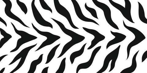 Fototapeta na wymiar Tiger stripes skin print design. Zebra stripes pattern. Wild animal hide artwork background. Black and white vector illustration.