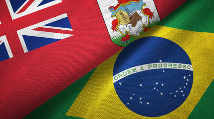 Bermuda and Brazil two flags textile cloth, fabric texture