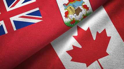 Bermuda and Canada two flags textile cloth, fabric texture