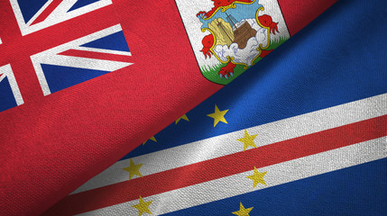 Fototapeta premium Bermuda and Cape Cabo Verde two flags textile cloth, fabric texture