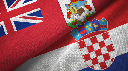 Bermuda and Croatia two flags textile cloth, fabric texture