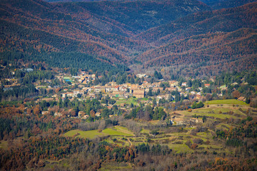 Fototapeta na wymiar Small village Viladrau in a Spanish mountain Montseny.