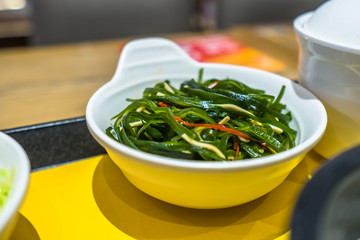 Fresh kelp silk on the table