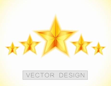 Five yellow creative stars on a white isolated background. Vector illustration