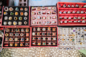 The Beauty of Colorful Agate Rings Neatly Arranged