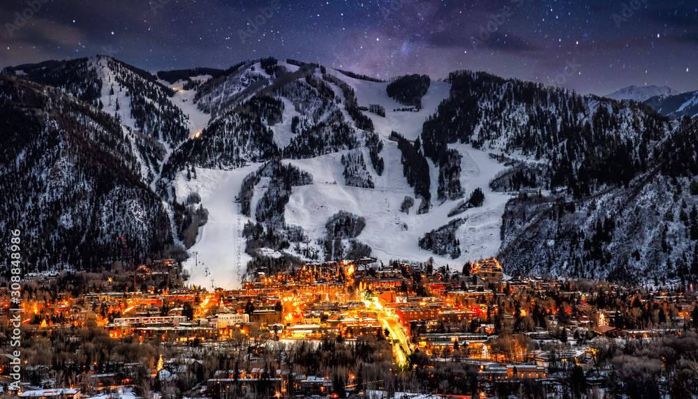 Wall mural aspen colorado with stars in background