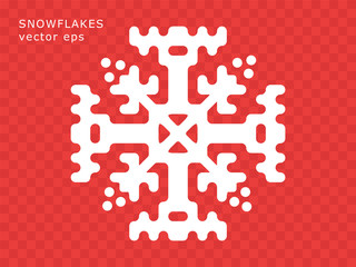 Snowflake pixel. Christmas, Xmas decorative ornaments. Vector Christmas design elements. Isolated transparent background.