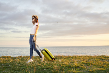 young woman running on the beach