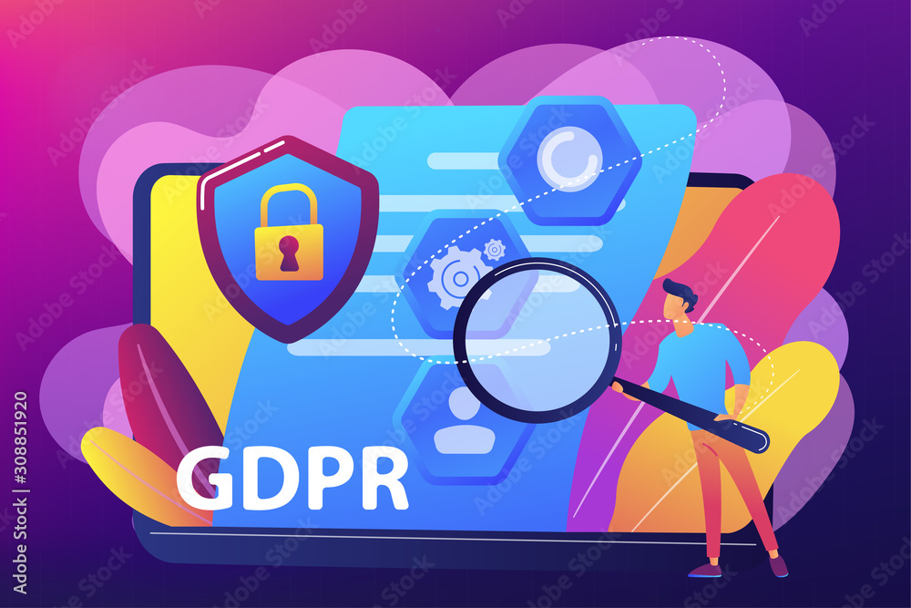 Sticker gdpr and cyber security, confidential database. general data protection regulation, personal informa