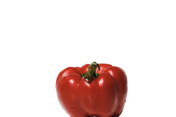 fresh whole sweet red pepper on white background