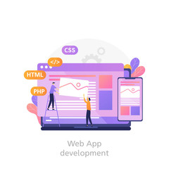 Website programming and coding, Web and app development. Web designer Metaphor concept isolated Vector illustrations