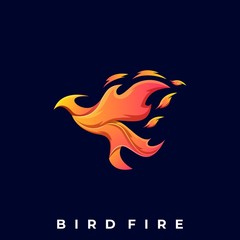 Bird Fire Illustration Vector Template.