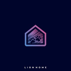 Lion Home Illustration Vector Template.