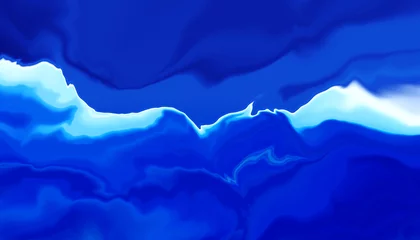 Photo sur Plexiglas Cristaux Marbre bleu abstrait, texture fluide liquide aquarelle, conception de fond de marbrure pour la bannière et le papier peint de peinture numérique