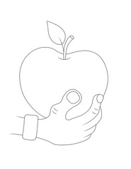 cartoon hand holding an apple
