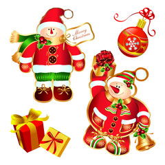Christmas collection with seasonal elements, Decorated Christmas man - Vector