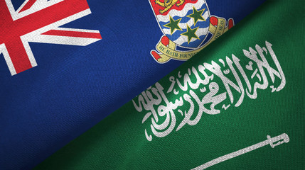 Cayman Islands and Saudi Arabia flags textile cloth