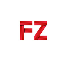 Initial two letter red 3D logo vector FZ